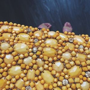Anthropologie Beaded Clutch (Mustard color)